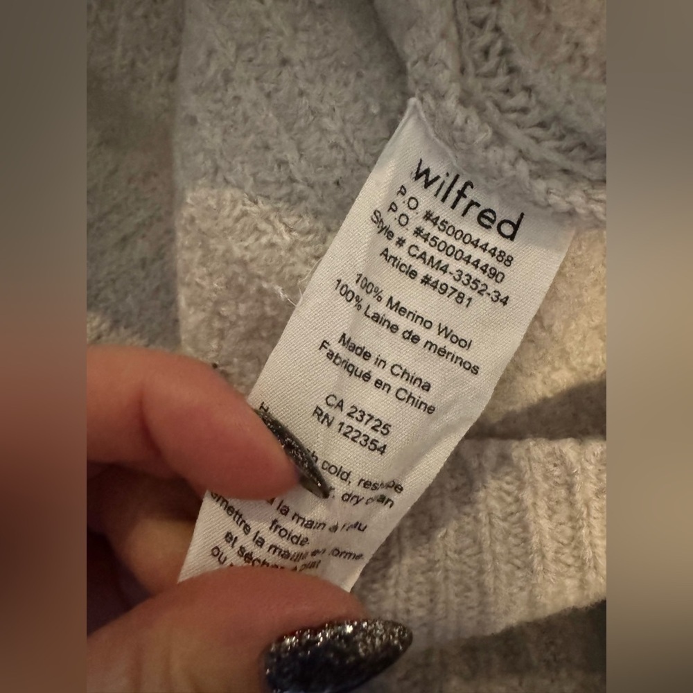 ARITZIA WILFRED Light Gray Cowl Neck Sweater (XXS) - Picture 6 of 6